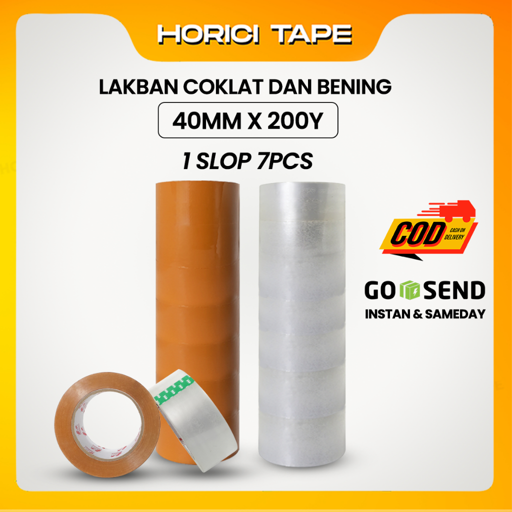 

HORICI 1 Slop Lakban Bening Dan Coklat 40MM x 200Y 45 Micron 7Pcs