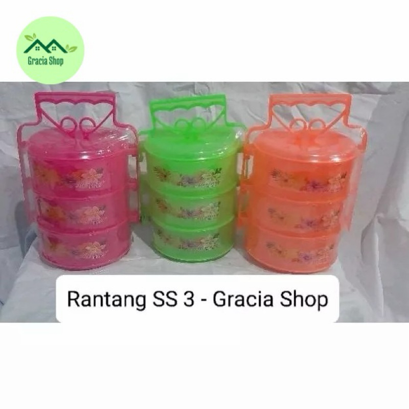 Rantang Plastik Susun 3 / Rantang Hajat Hajatan SS 3 / Bekal Ompreng Lunch Box Serbaguna