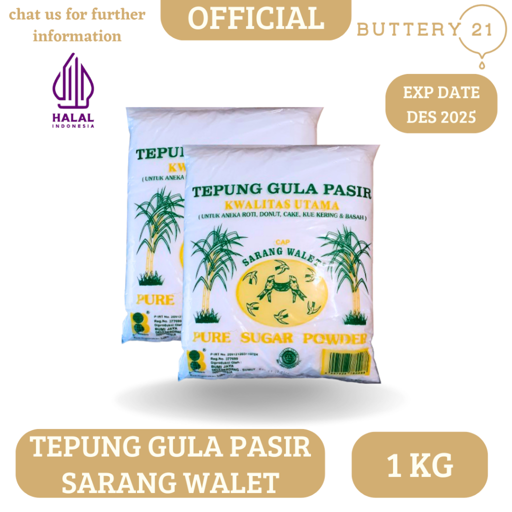 

TEPUNG GULA PASIR SARANG WALET 1 KG/TEPUNG SARANG WALLET 1 KG /PURE SUGAR POWDER 1 KG