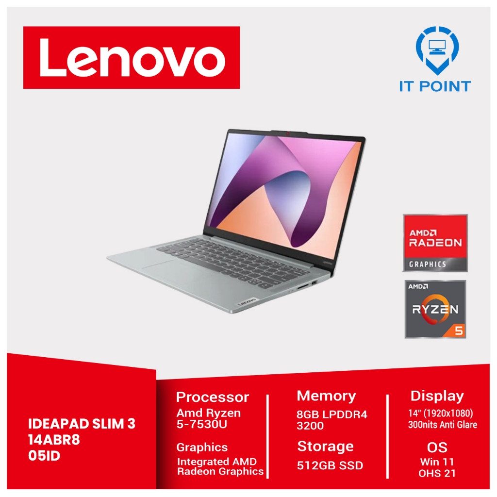 Lenovo Ideapad 3 14abr8 Ryzen 5-7530 8Gb 512Ssd Windows 11