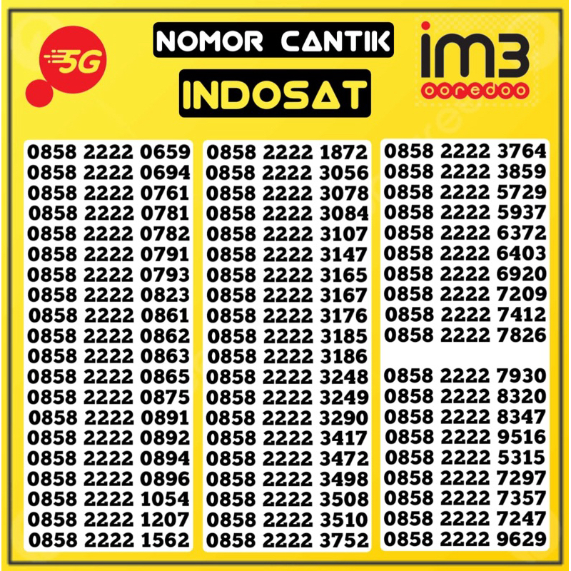 Nomor cantik indosat 2222 nomor cantik jogja 0858 2222 xxxx