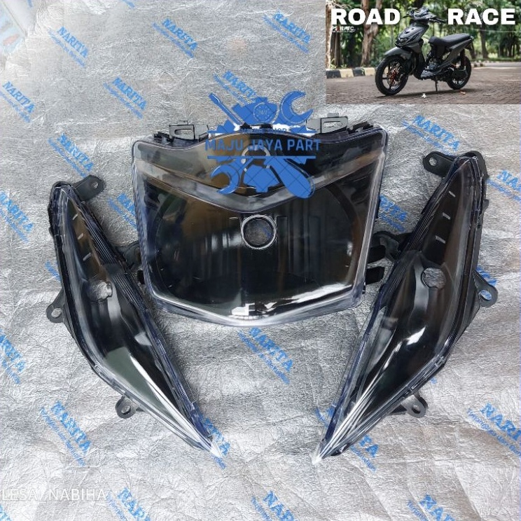 Diskon Reflektor Lampu Depan Plus Sein Beat Karbu Costum Hitam Smoke