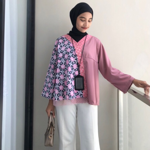 Masayu Batik - Blouse Batik Wanita Kimono Dusty Series
