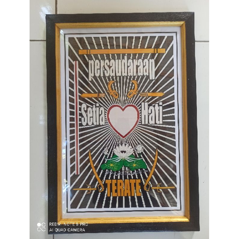 Hiasan dinding cetak lambang PSHT plus bingkai UK 35x52cm