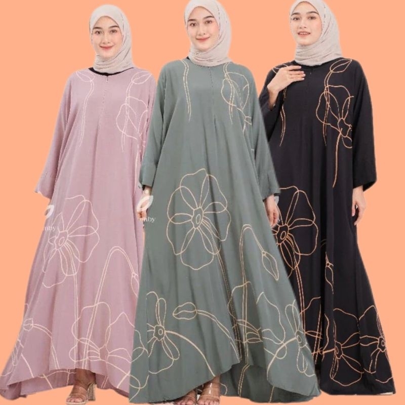 KAFTAN RAYON MAWAR/KAFTAN KEKINIAN/DASTER KAFTAN TERBARU/DASTER KELELAWAR RAYON