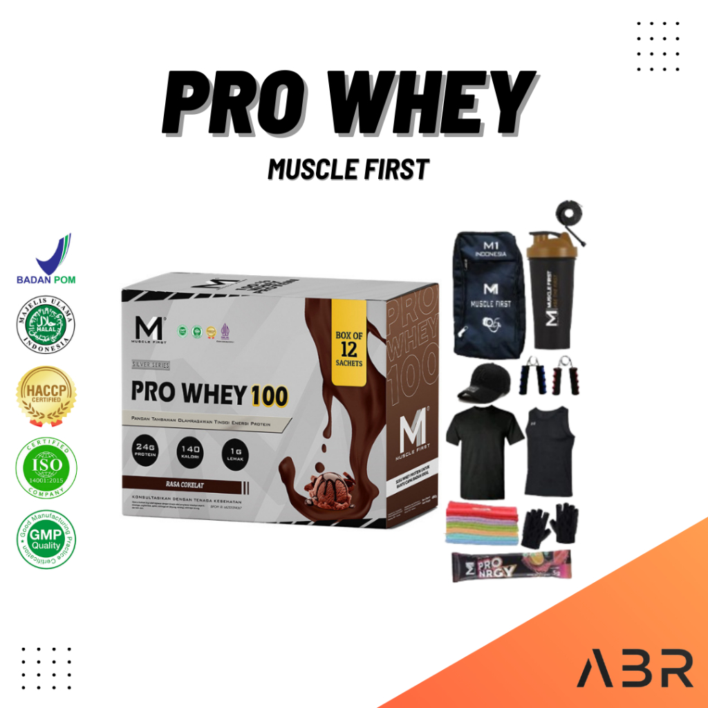 

Muscle First Pro Whey 100 12 Sachet Whey Protein - M1 ProWhey Concentrate Membantu Membentuk Massa Otot