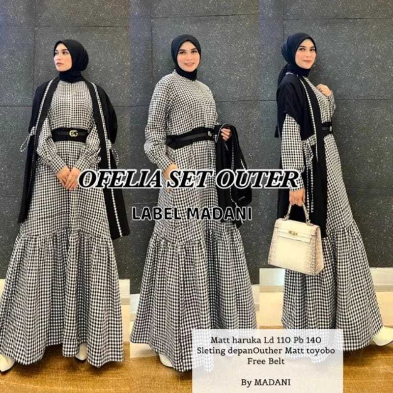 GAMIS WANITA /GAMIS SET OUTER / OFELIA SET OUTER LABEL MADANI READY STOCK