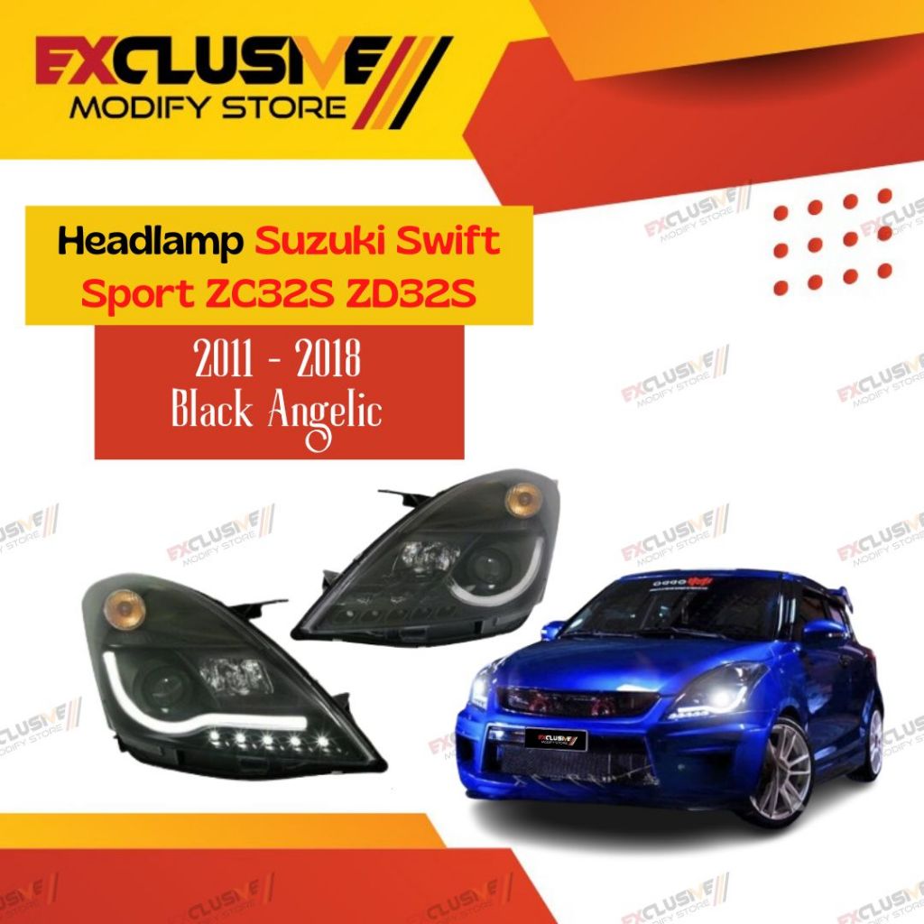SUZUKI SWIFT SPORT ZC32S ZD32S (2011 - 2018) HEADLAMP MODEL ANGELIC BLACK XENON PROJECTOR STYLE