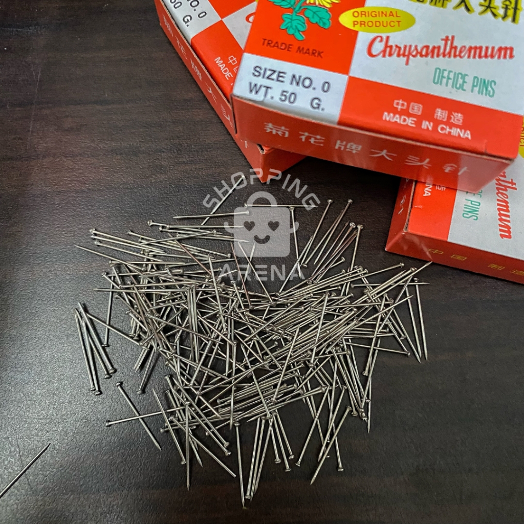 Jarum Polos Paku ukuran 2cm 1 BOX Pentul Seruni Chrysanthemum Pins Pin Serbaguna Hijab Jilbab Baju K