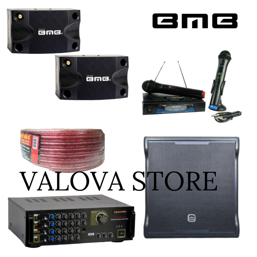 Paket karaoke 4 BMB cs252v + Ampli BMB DA2000 PRO BT + Sub Wisdom sw12a Original BMB