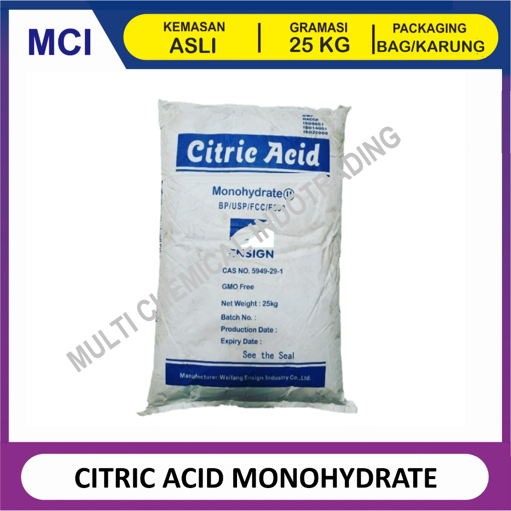 

CITRIC ACID MONOHYDRATE / CITRUN / ASAM SITRUS ex. CHINA - 1 BAG 25 KG