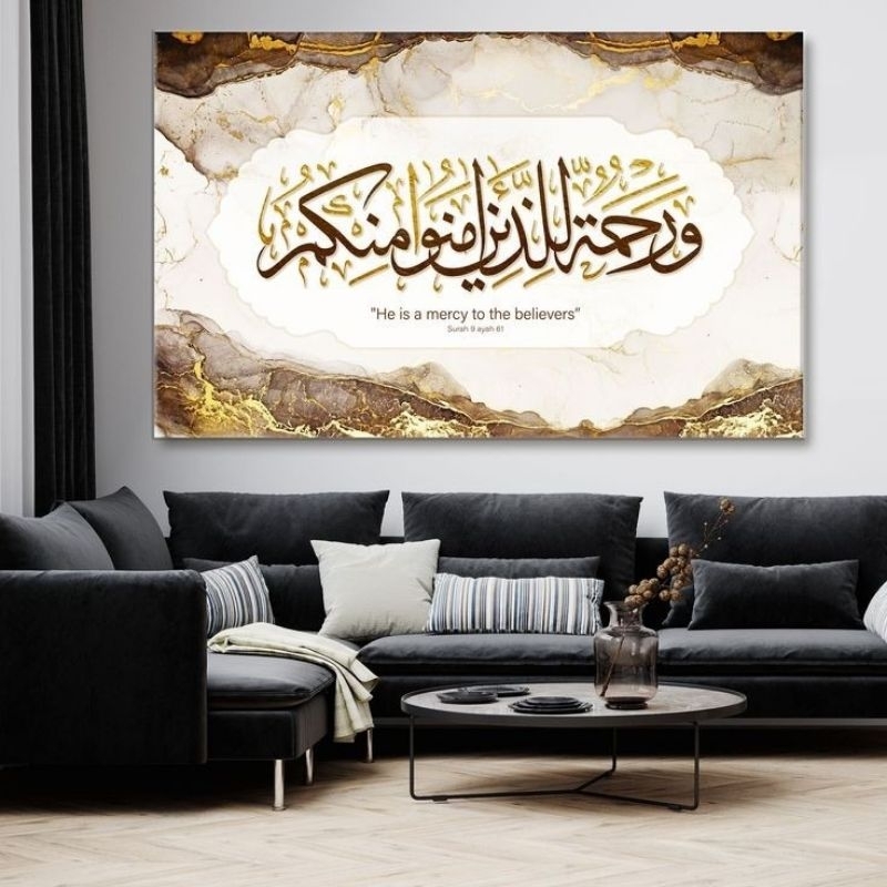 Lukisan dinding kaligrafi besar modern ruang tamu include frame