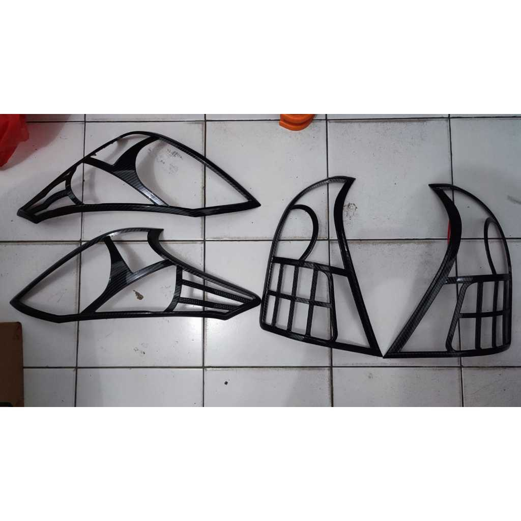 Garnish Lampu Depan Belakang Mobil Avanza Xenia 2012 - 2014 Carbon Glossy