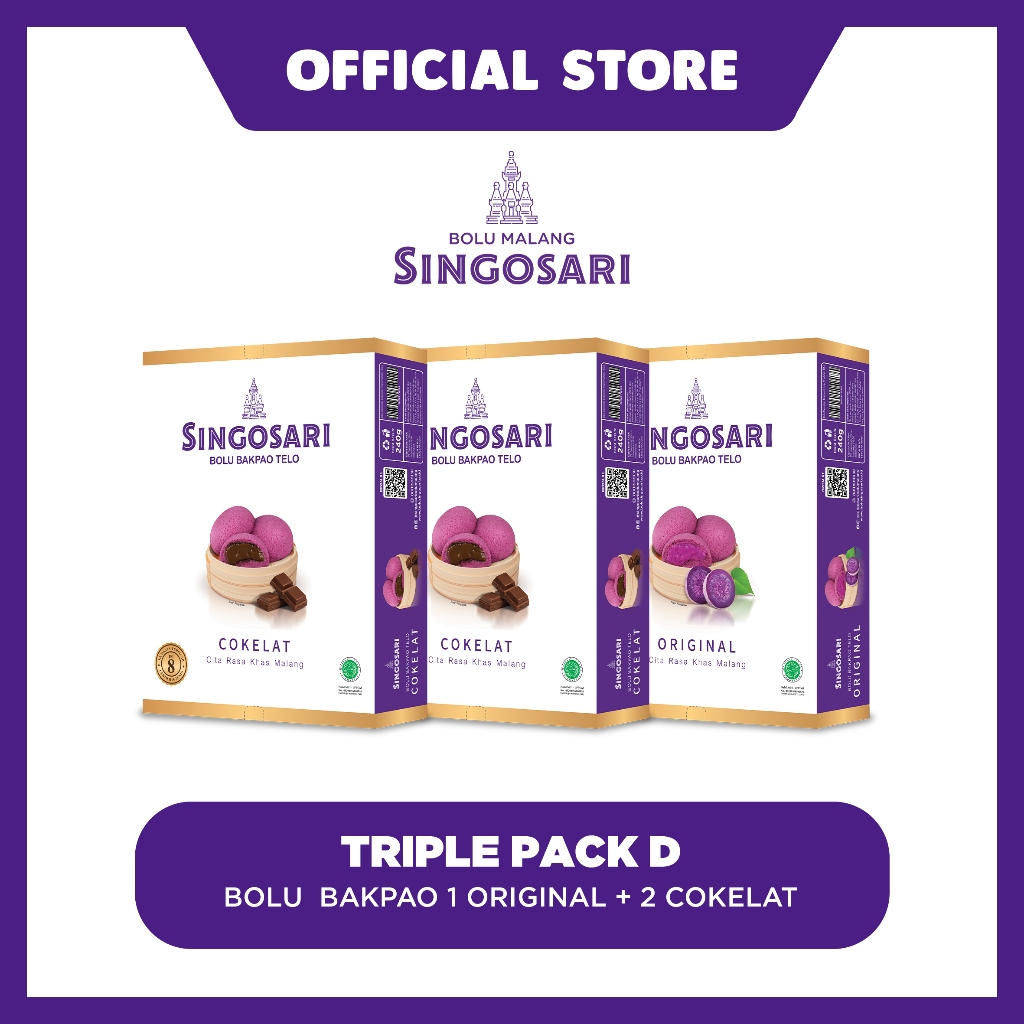 

Triple Pack D (Bolu Bakpao Singosari - 1 Original + 2 Cokelat)