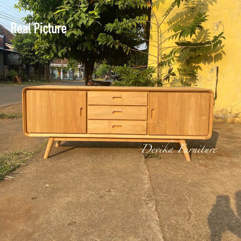 Bufet credenzia meja tv mentahan kayu jati