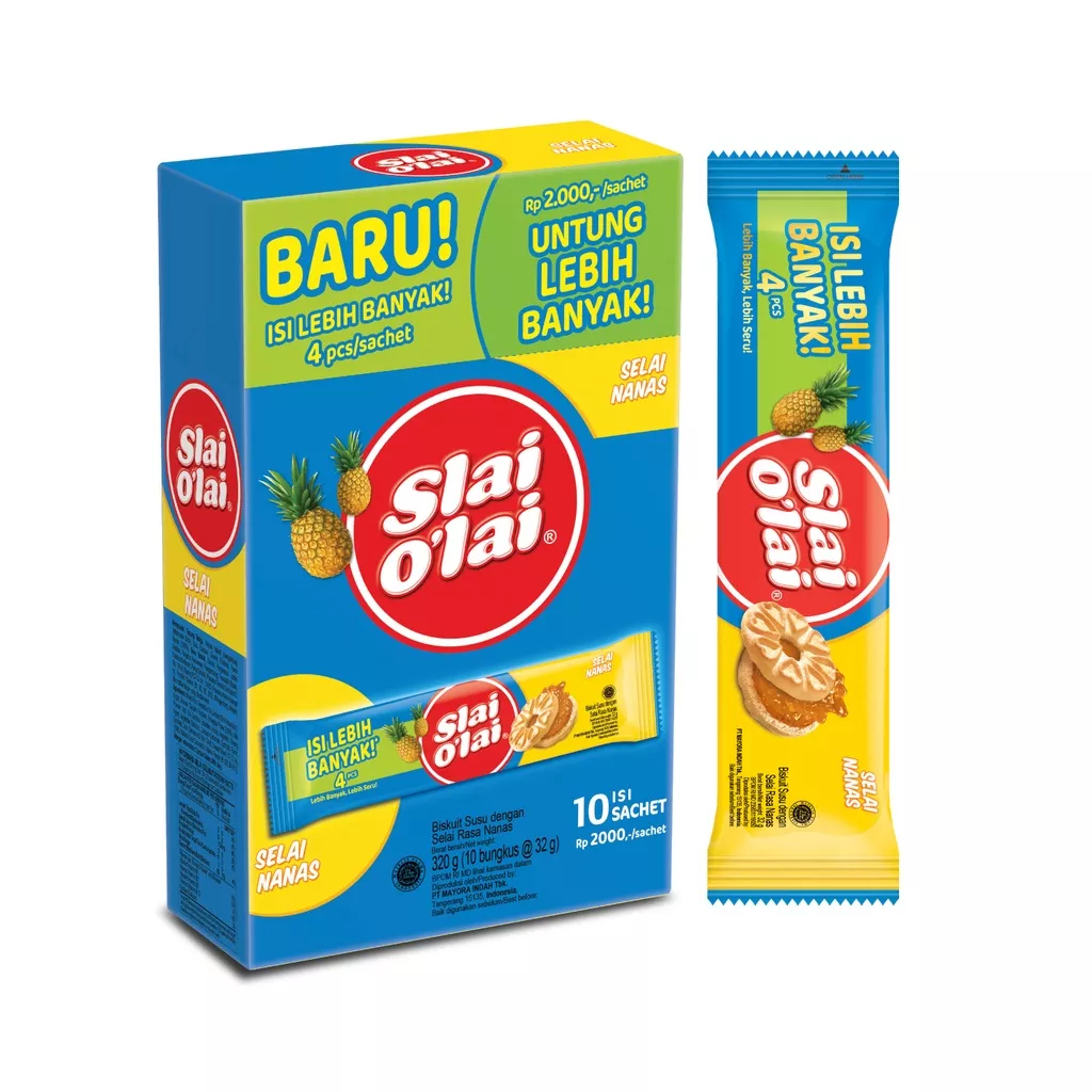 

Slai o'lai biskuit susu rasa nanas 32gr box isi 10