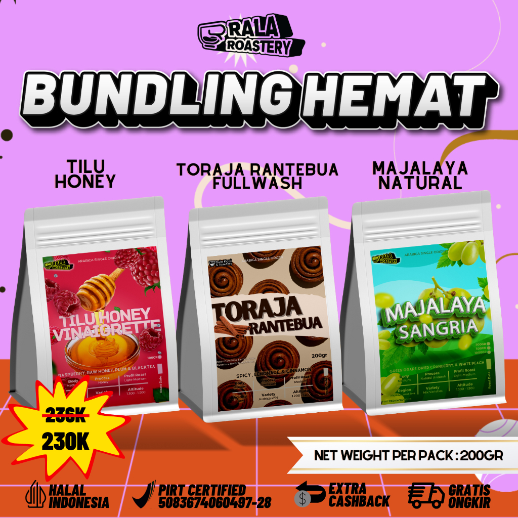 

Bundling Majalaya x Rantebua x Gunung Tilu Single Origin Arabica 200gr