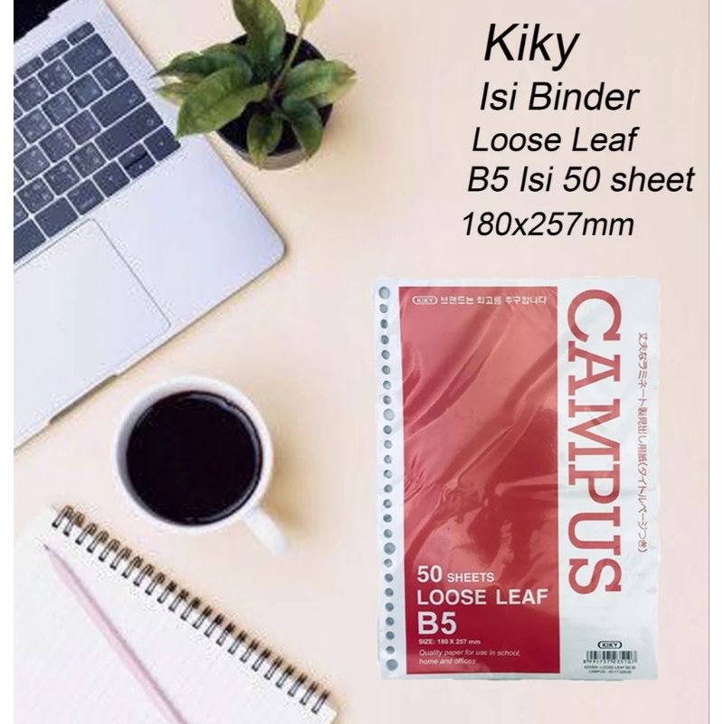 

GROSIR 1 LUSIN 12 BUAH ISI BUKU BINDER LOOSE LEAF PUTIH GARIS KIKY 50 BESAR B5