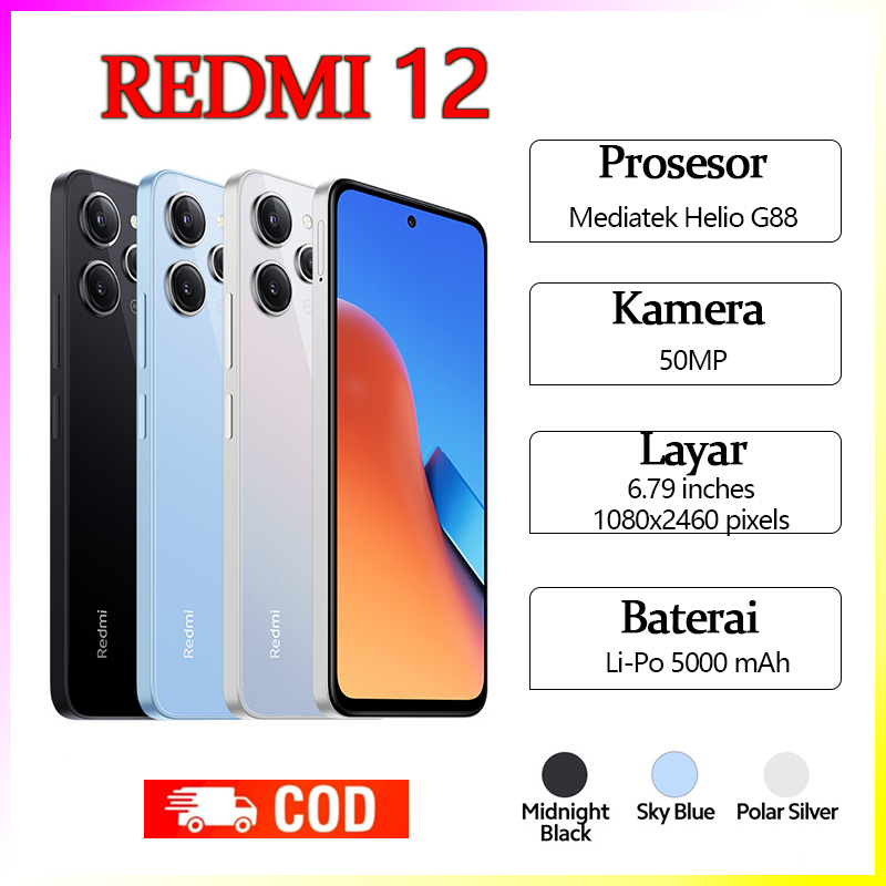 HP Xiaomi Redmi 12 TAM Ram 8GB Rom 256GB Garansi Resmi Indonesia MediaTek