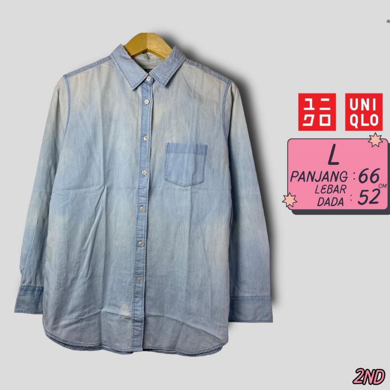 Kemeja Polos Wanita Uniqlo Jeans Size L