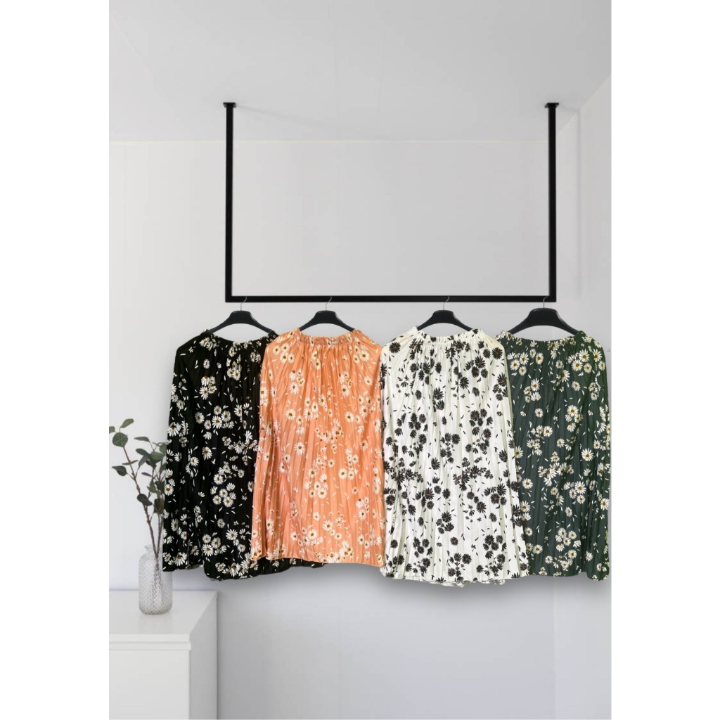 [GROSIR] [PROMO] Rok Plisket Motif Bunga Premium / Rok Plisket Motif Bunga Lily Daily / Rok Motif Bu