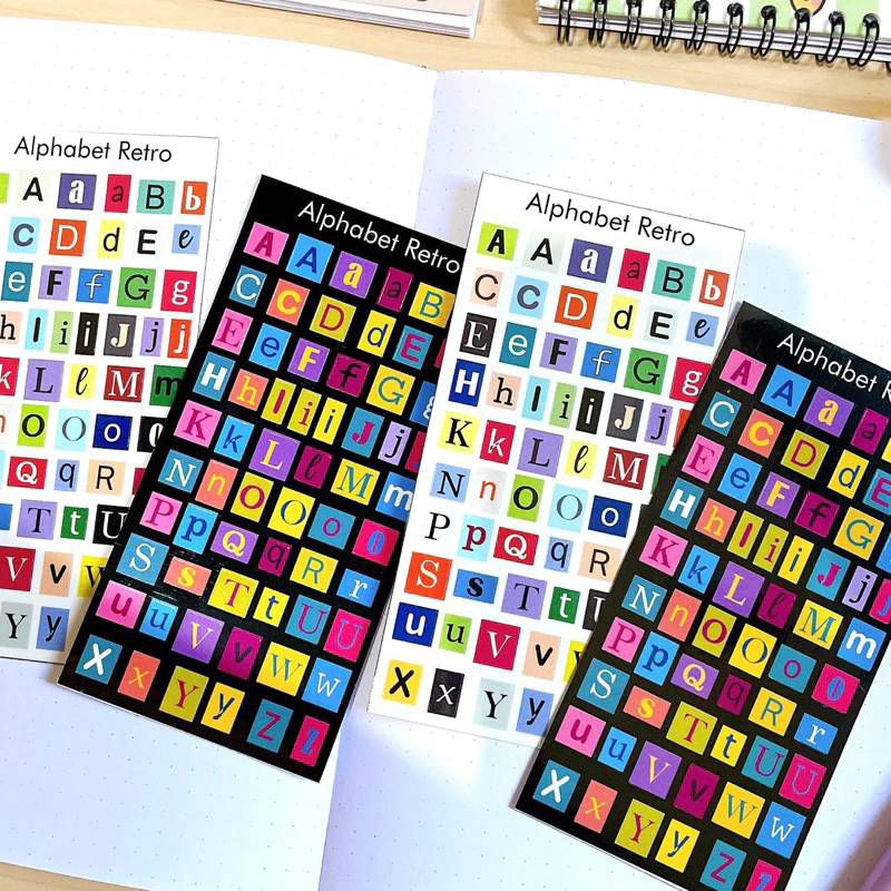 

Sticker Retro Deco Alphabet/ Stiker Huruf Abjad/ Tempelan Scrapbook Journal Jurnaling