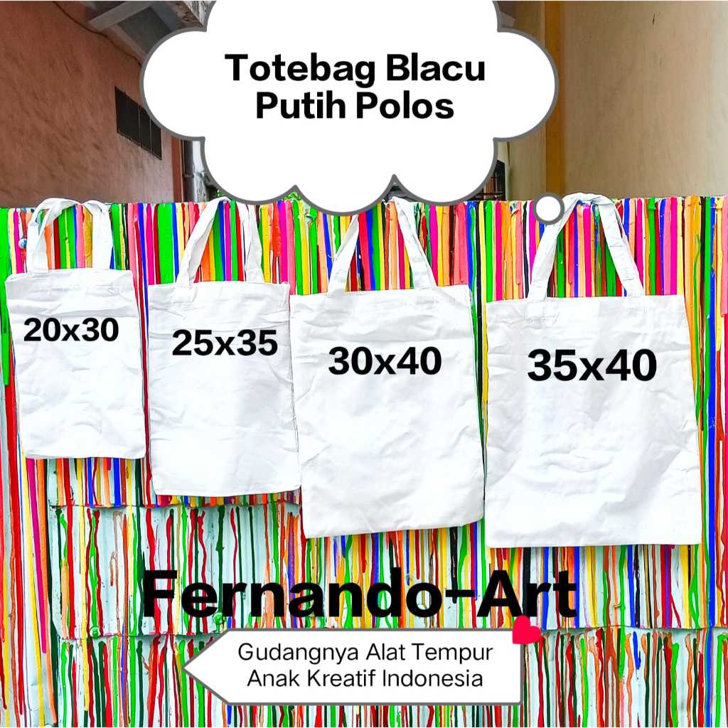 Totebag Blacu Putih Polos Untuk Lukis / Totebag Blacu Putih Polos Standard Type Potrait / Totebag Ku