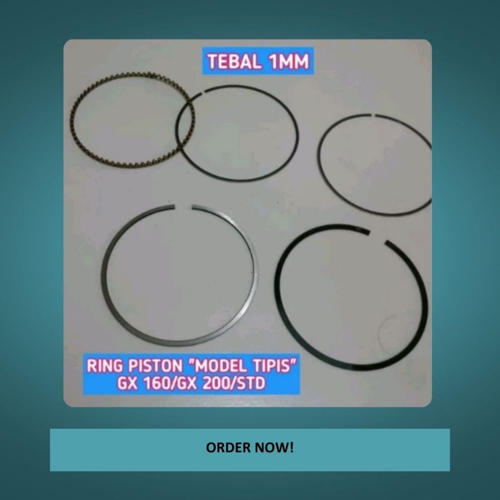 Ring Piston "Model Tipis" Ukuran Standar Honda GX 160 GX 200 GX160 GX200