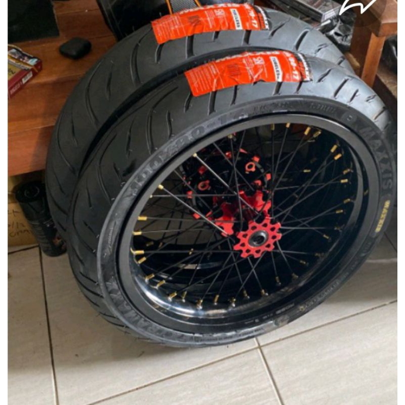 Velg Full Set Scarlet CRF150 Tromol Jari Jari Velg 140 160 185 215  250 300 350 ring 17  Ban maxxis 