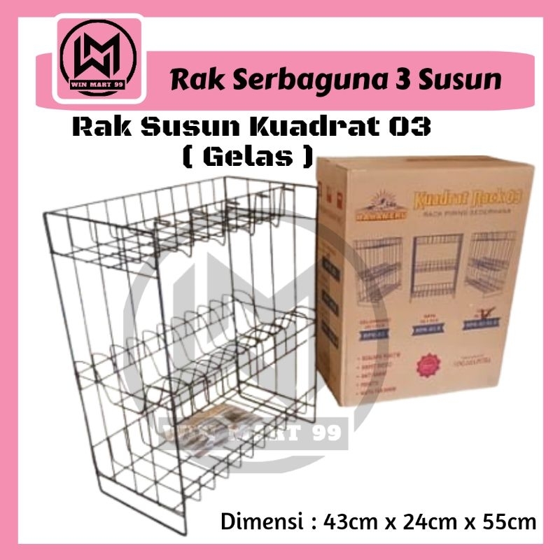 Rak Piring 3 Susun / Rak Dapur 3 susun / Rak Gelas 3 susun / RPK 03 Gelas