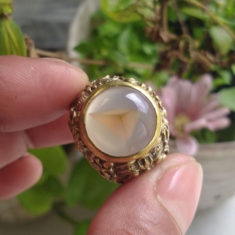 batu cincin combong piramida 15x6 R 8  natural lebih asik 100% batu alam