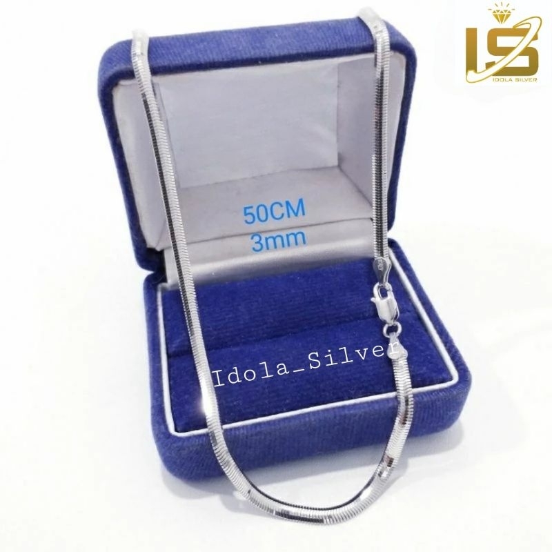 Kalung Perak Asli Silver 925 Lapis Emas Model Pipih Rantai - Kalung Anti Karat - Kalung Super - Kalu