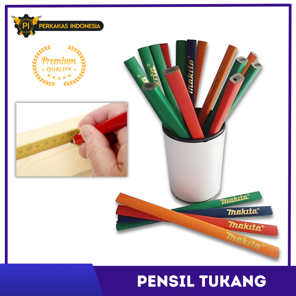 Pensil Tukang Makita Bagus Pencil Tukang Kayu Bangunan Proyek Arsitek Mebel Furniture Alat Tulis