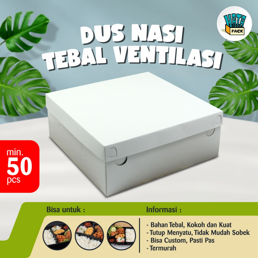 Box Nasi / Dus Kotak Nasi Tebal Putih Ukuran 22 x 22 400 Gram Minimal order 50 PCS / Dus Nasi Bogor