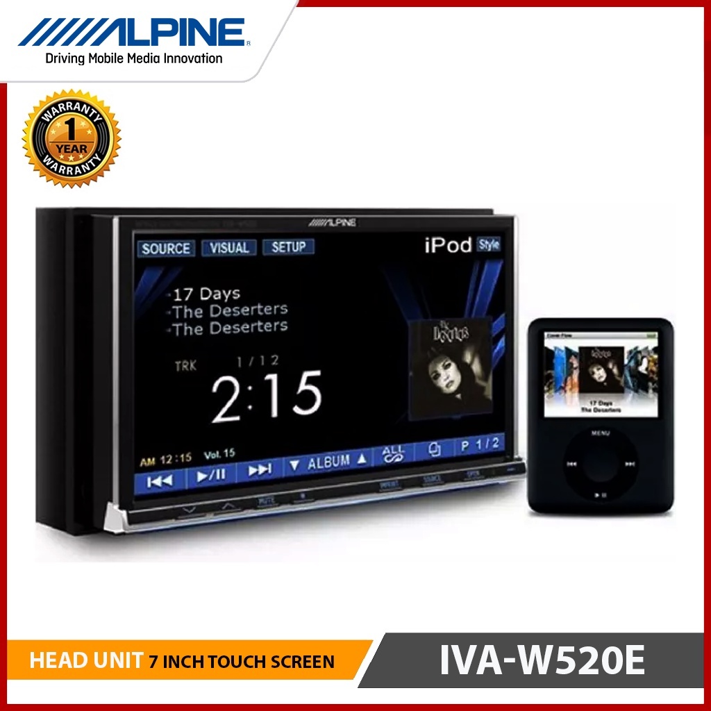 ALPINE Head Unit 2DIN 7" Touchscreen DVD/USB/MP3 BURR-BROWN 24-bit DAC Garansi 1 Tahun IVA-W520E