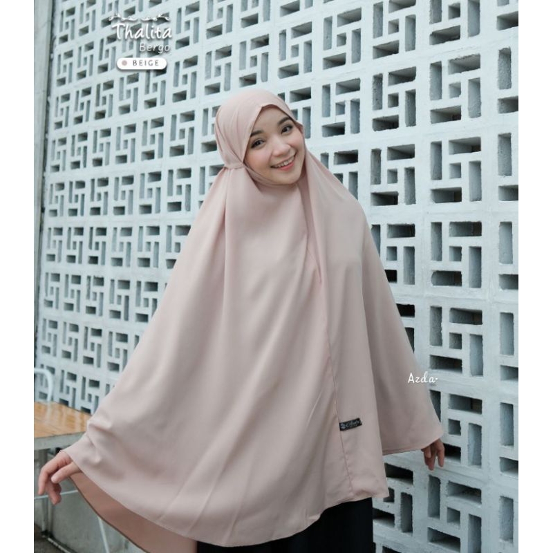 Bergo Thalita Khimar bergo tali jumbo ori by Azda hijab real pict Talita bergo tali jumbo wolfis gra