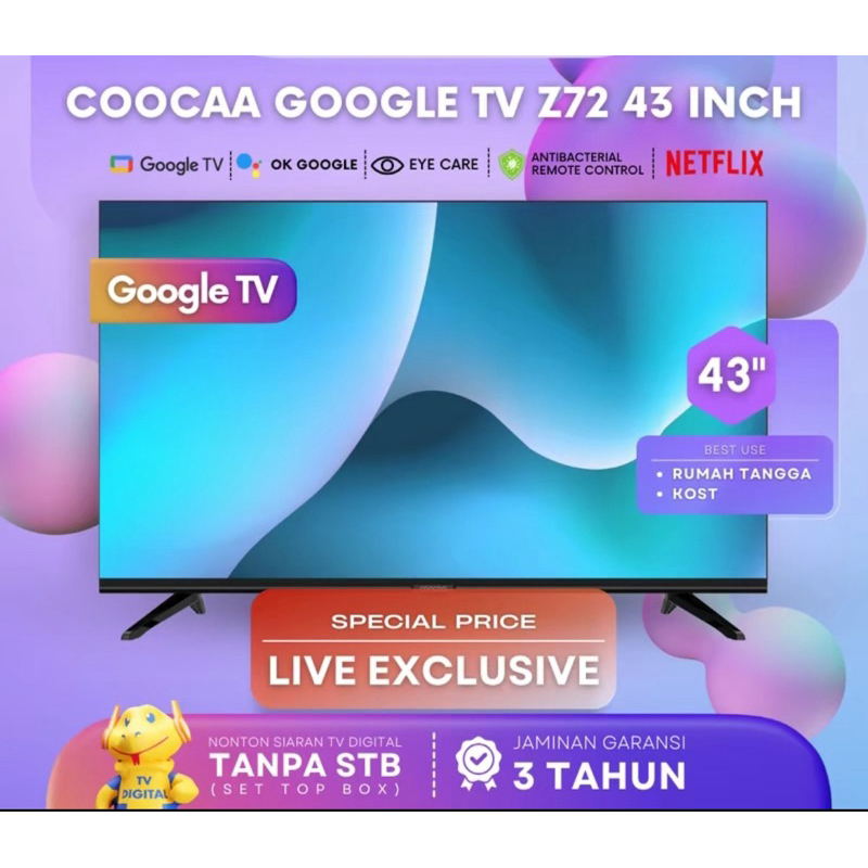 Coocaa New 43 inch 43Z72 Smart Led Tv Digital