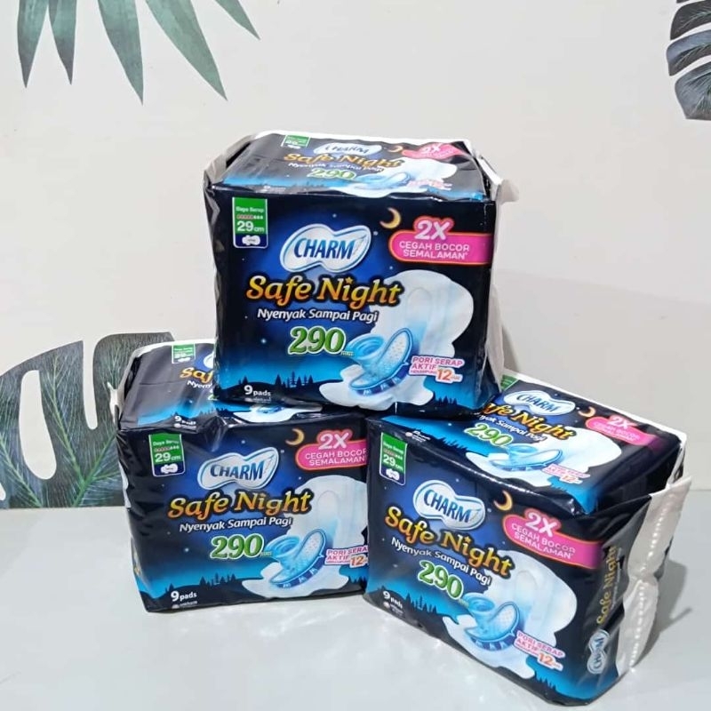 charm save night 290cm isi 9 pads/charm pembalut