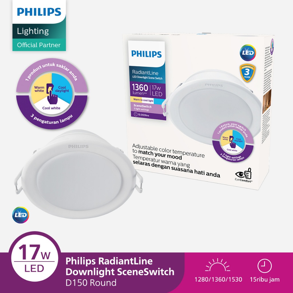 Philips Lampu Downlight Radiantline SceneSwitch 17W D150 3 Warna