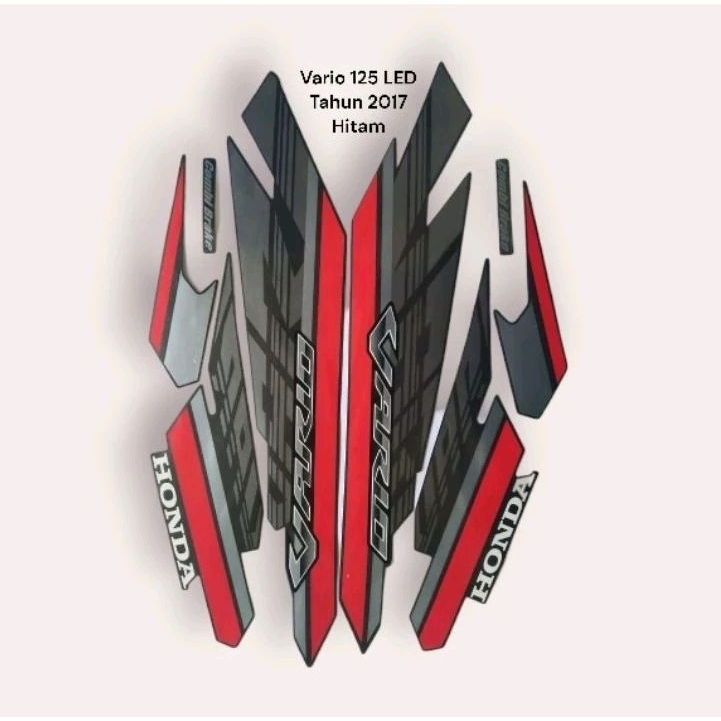STICKER STRIPING LIS STANDAR MOTOR HONDA VARIO 125 LED TAHUN 2017 HITAM