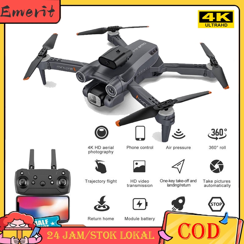 Drone Smart P12 Pro dengan Dual Kamera 4K HD FPV WIFI Profesional Dilipat Drone Real Anti Tabrakan M