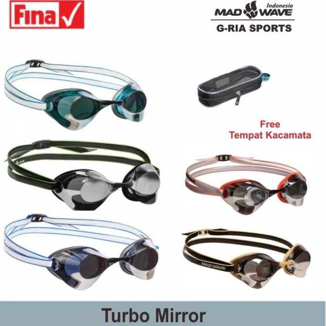 TERMURAH KACAMATA RENANG ORIGINAL MADWAVE (TURBO RACER II MIRROR/RAINBOW) ALL SIZE