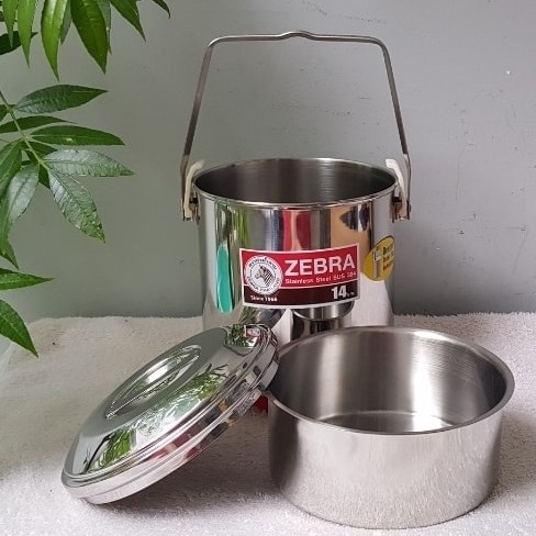 Rantang Tunggal Stainless / Rantang Zebra SUS304 Loop Handle Pot Zebra 14cm Auto Lock 151625 Zebra