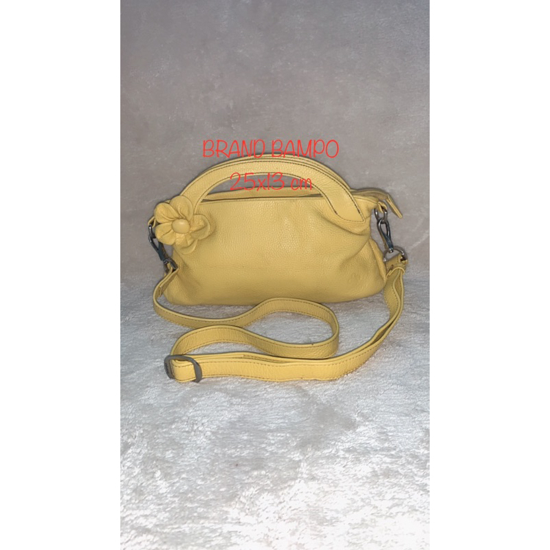 Brand Bampo Preloved Tas Sling Lengkap Top Handle Kulit Wanita