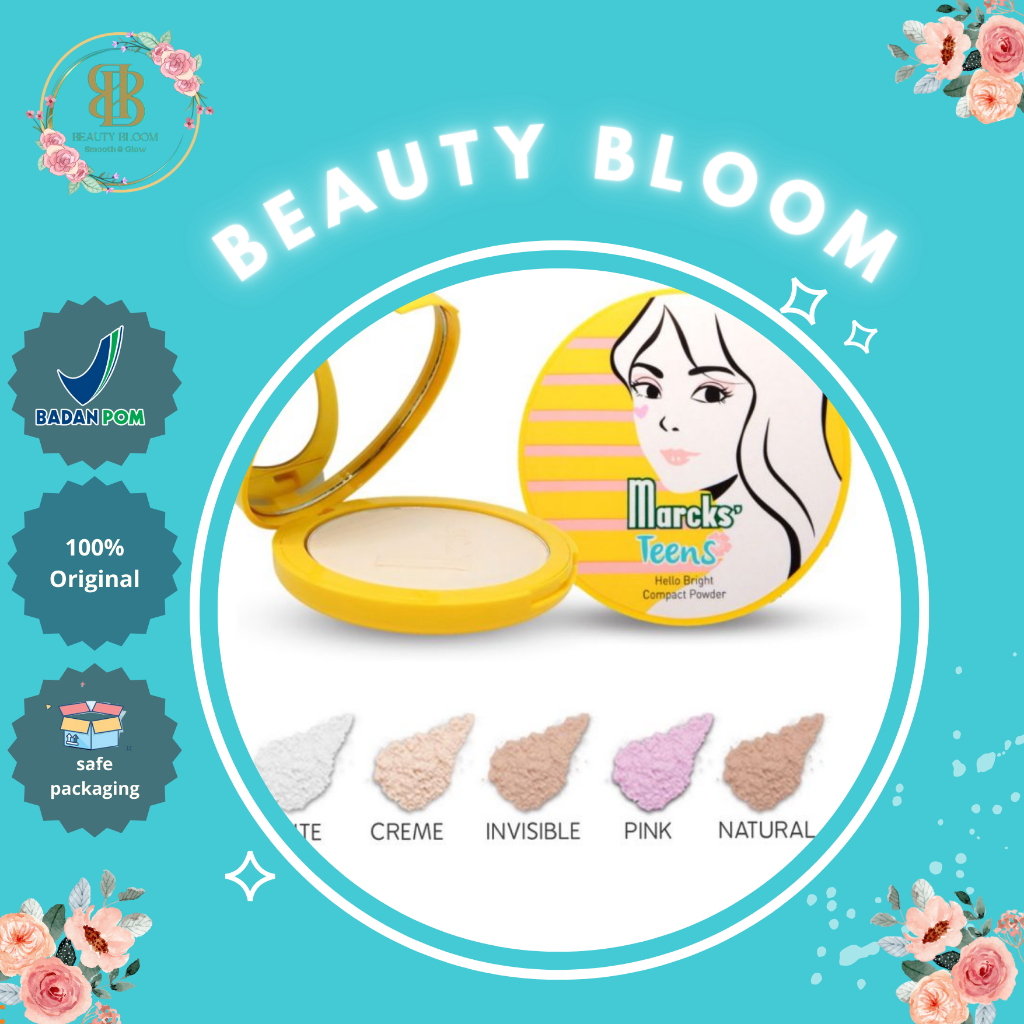 Bedak Marcks Teens Compact Powder Padat Remaja Untuk Sekolah Tahan Lama CC Cake Powder 12g