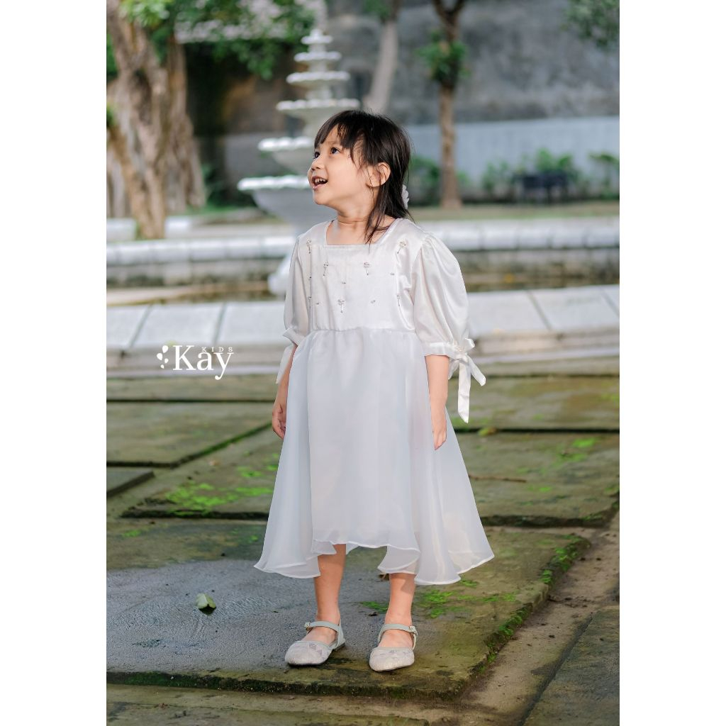 KayKids - Baju Dress Gaun Ruffle Katun Bolong Anak Perempuan Seri KIRANA