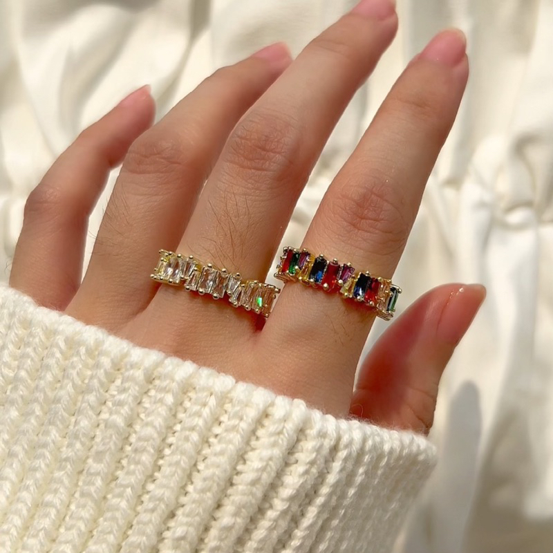 Clarette Ring | Rainbow Baguette Ring | Cincin Pelangi Sirene Jewelry