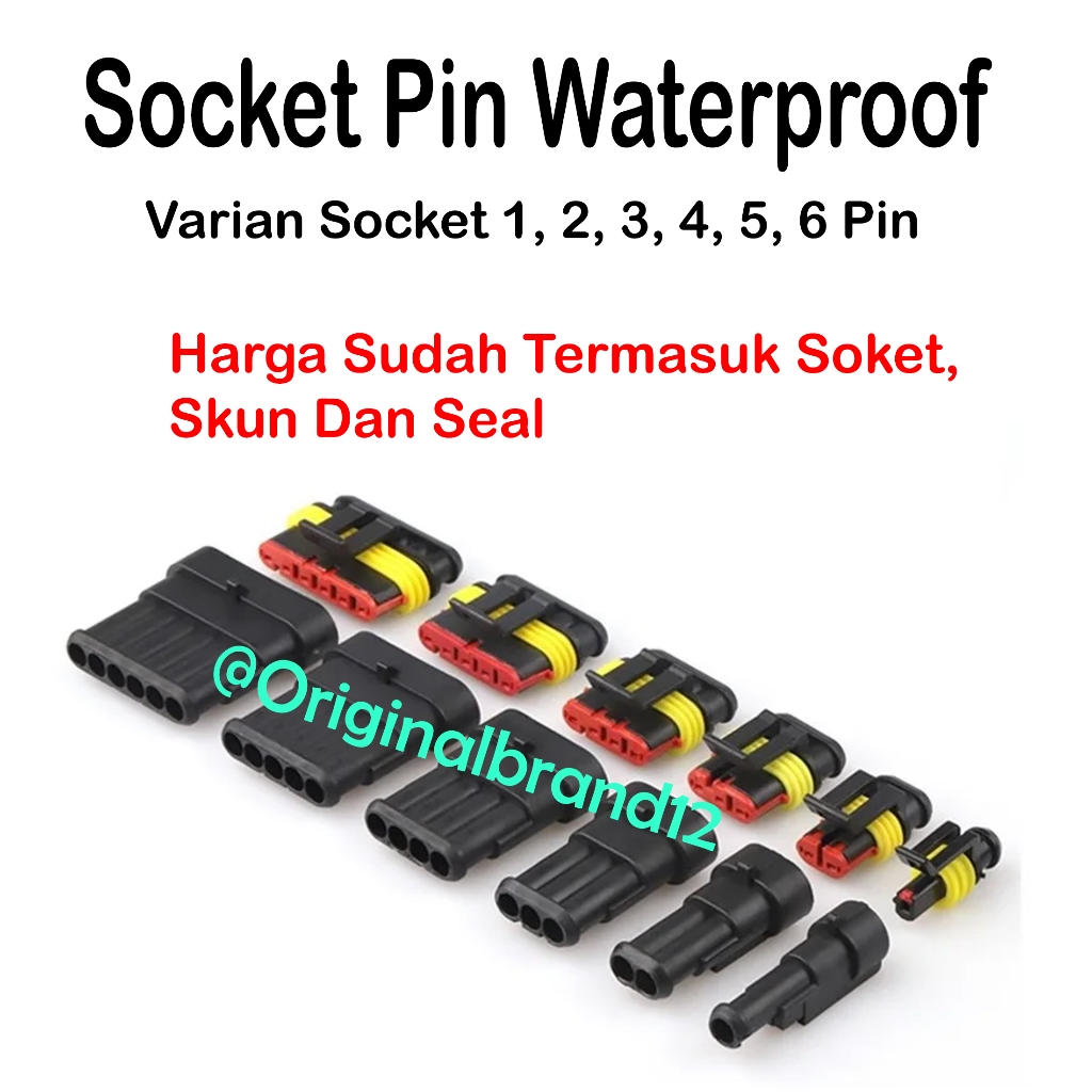 Soket Waterproof anti air 1pin 2pin 3pin 4pin 5pin 6pin Soket 1-6 Pin