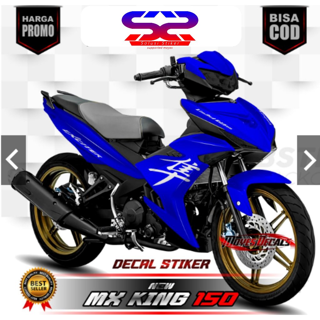 TERBARU Stiker Decal Variasi Motor Mx King New 150 Fullbody Desaind Polosan Biru