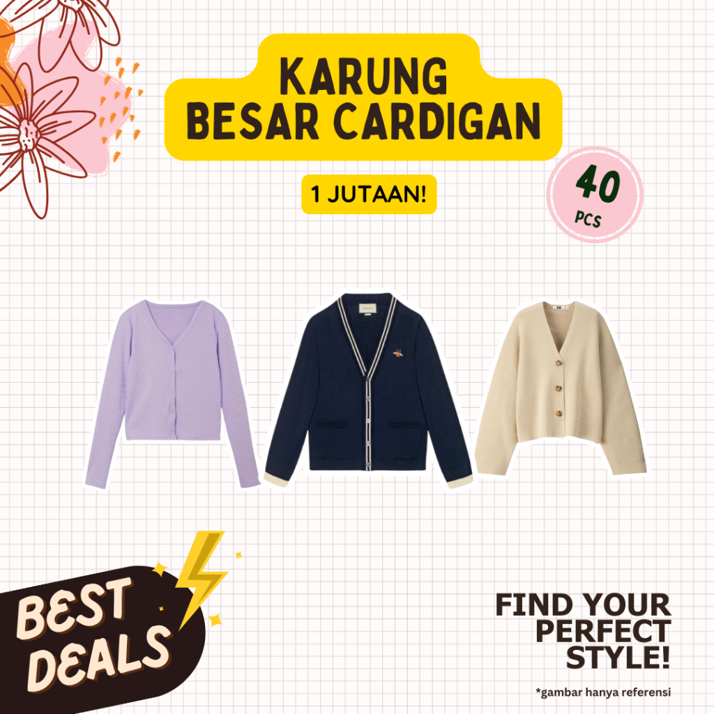 PAKET KARUNG BESAR CARDIGAN TIPIS DAN TEBAL ISI 40 Pcs